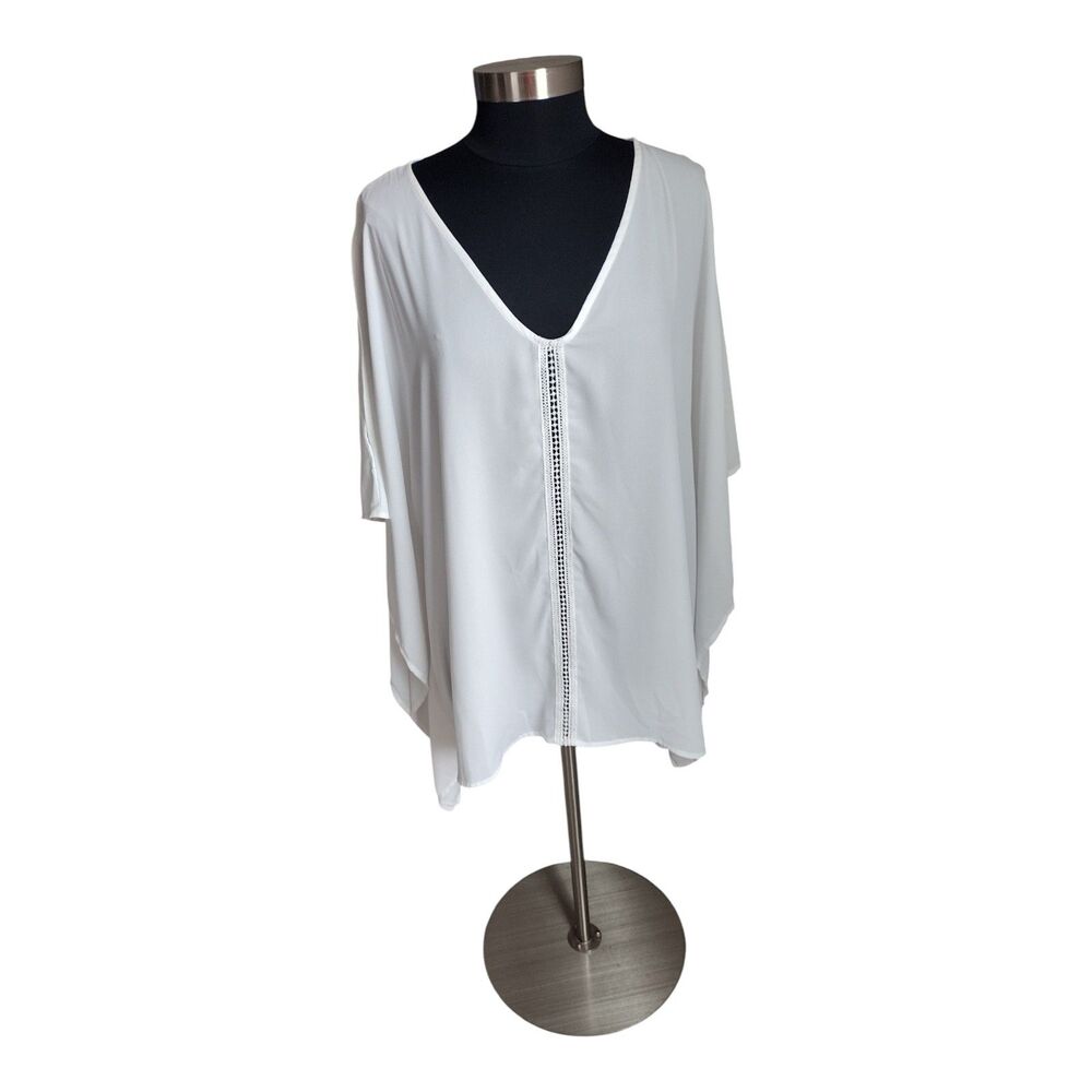 Ava & Viv Ivory Kaftan Style Tunic Cold Shoulder Top Size 3X Resort Beach Swim